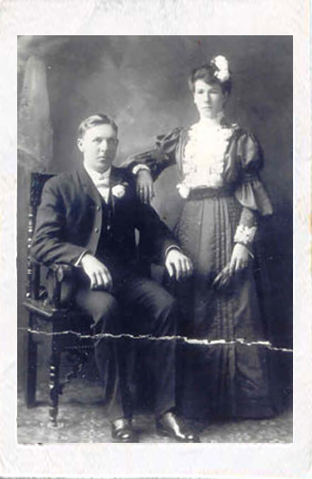 An old black and white picture of a couple