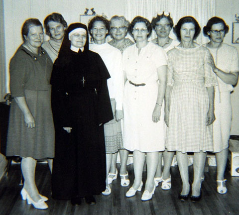 A Group of Women With a Nun Black and White