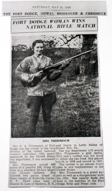A News Clipping of a Woman Winning the National Rifle Match